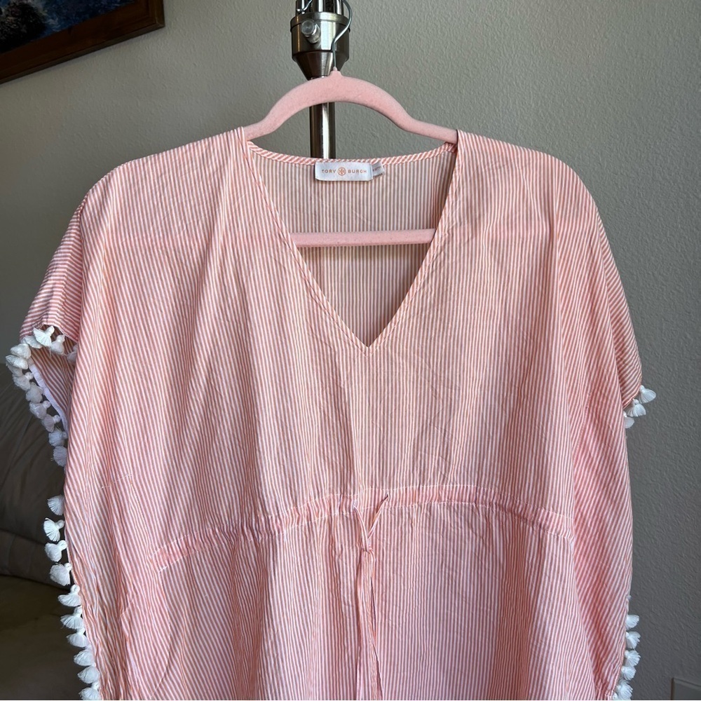 TORY BURCH
Ticking Stripe Caftan w/ Tassel Trim Size XS - Picture 3 of 8